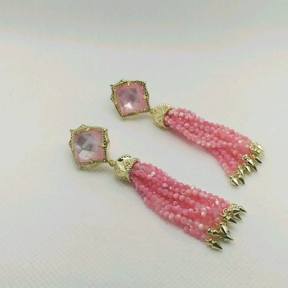 Kendra Scott Misha Long Pink Tassel Earrings